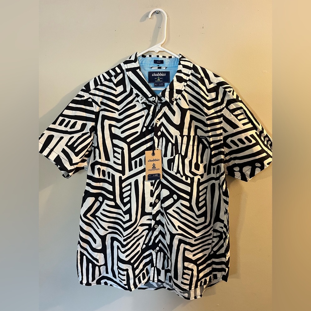 Chubbies Social Animal Shirt Men’s XL Abstract Geometric Short Sleeve Beach New